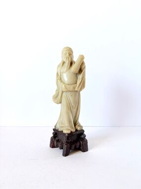 Vintage Chinese Hand-Carved Soapstone Immortal Figure – Zhongli Quan 10”